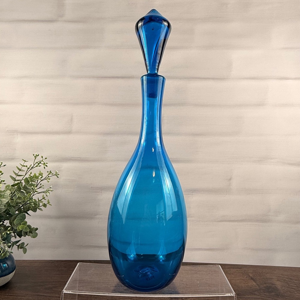 Blenko 6734 Turquoise Glass Decanter Joel Myers 1967 MCM